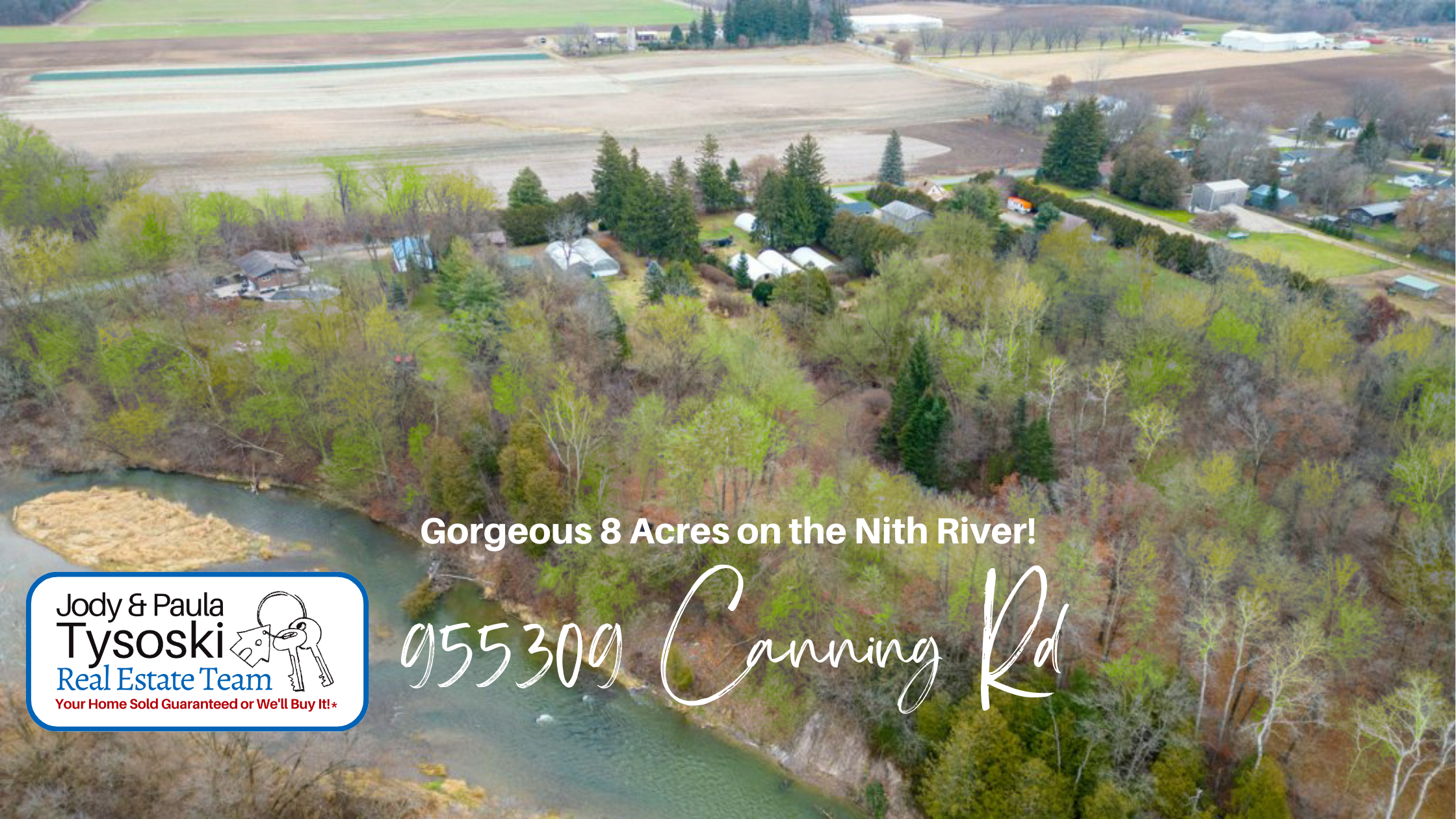 Private 8 Acre lot with 600 feet frontage on the picturesque Nith River.